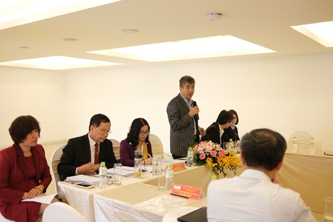 PGS.TS. Phạm Văn Cường Giám đốc Học viện đại diện các các cơ sở giáo dục phát biểu tại các phiên công bố kết quả thẩm định của Hội đồng